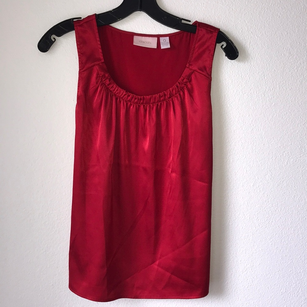 Chicos red festive holiday tank blouse